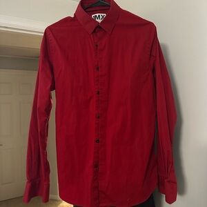 Express Men's Bold Red Button-Down Shirt
